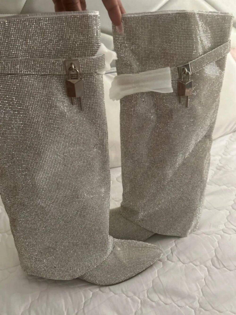 Silver Rhinestone Boots